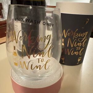 Primitives by Kathy wine glass “Working Nine to Wine” - NWT 15oz